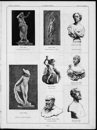 „П и ѳ ія “ (1884).
Академикъ.скульптуры H. Р. Бахъ.
„Р о д о п а " (18 82 ).
Профессоръ скульптуры H. А. Лаверецкій.
„Э льф а " (1884).
Академикъ скульптуры H. Р. Бах-ъ.
M adam e V iä rd o t (1884).
Скульпторъ Aimé Millet,
Б ю стъ Arm and S ilvestre . (18 84 ).
Скульпторъ C. Godebsky.
Б ю стъ D alou (1884).
Скульпторъ K. Rodin.
„М а л ю тка -Б а хусъ ".
Окульпторъ Vögel.
Madam e J. Adam (1884).
 