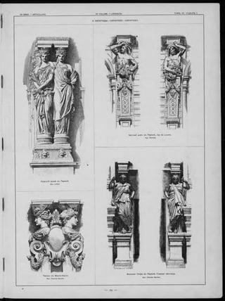 2. КА РІА ТИ Д Ы .— CARYATIDES.— KARYATID EN .
Частный домъ въ П ариж ѣ, pue du Louvre.
Арх. Blondel.
Л уврскій музей въ П арижѣ.
Арх. Lefuel.
Больш ая О пера въ П ариж ѣ. Главная лѣстниц а.
Арх. Charles Garnier.
іт р ъ въ М онте-К арло.
Арх. Charles Garnier
4*
 