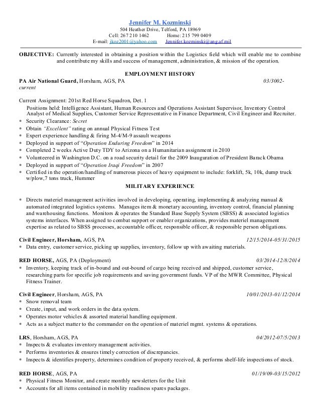 military resume revised