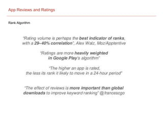 App Reviews and Ratings
Rank Algorithm
 