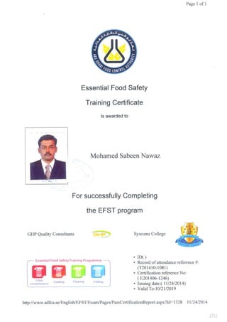 Sabee's Food Safety Training 1