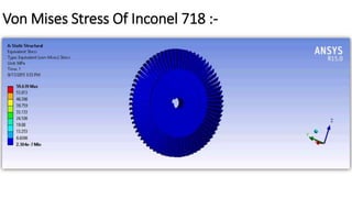 Von Mises Stress Of Inconel 718 :-
 