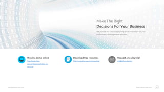 www.altius-usa.cominfo@altius-usa.com
We provide key resources to help drive innovation for your
performance management activities.
MakeThe Right
Decisions ForYour Business
16
http://www.altius-
usa.com/resources/videos-on-
demand/
Watch a demo online
http://www.altius-usa.com/resources/
Download free resources
 info@altius-usa.com
Request a 30-day trial
 