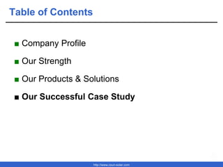 http://www.csun-solar.com
Table of Contents
■ Company Profile
■ Our Strength
■ Our Products & Solutions
■ Our Successful Case Study
 
