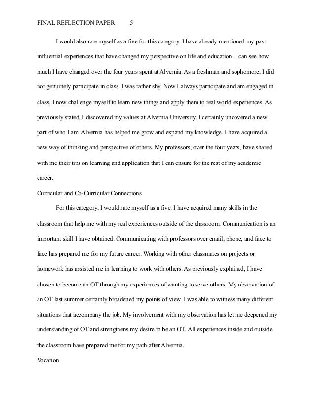 Reflective essay occupational therapy