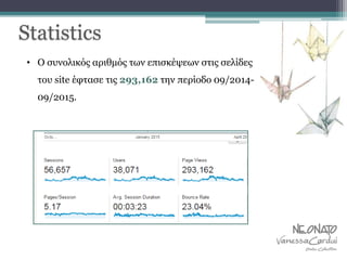 • Ο συνολικός αριθμός των επισκέψεων στις σελίδες
του site έφτασε τις 293,162 την περίοδο 09/2014-
09/2015.
 