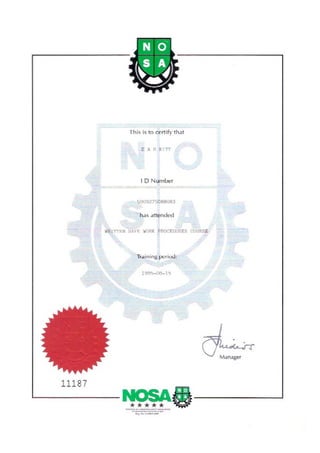 c. NOSA Certificat-a