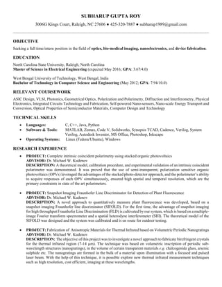 Resume_optics_Gupta Roy | PDF