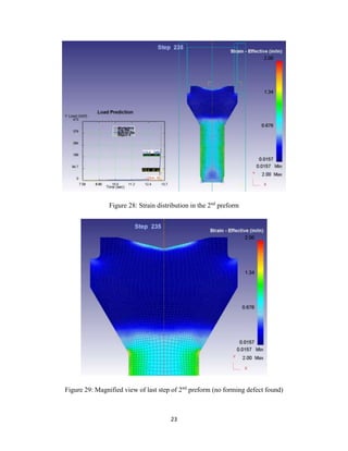23
Figure 28: Strain distribution in the 2nd
preform
Figure 29: Magnified view of last step of 2nd
preform (no forming defect found)
 