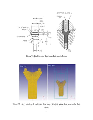 53
Figure 73: Final forming drawing and die-punch design
Figure 75: (left) Initial mesh used in the final stage (right) die set used to carry out the final
stage
 