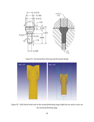 58
Figure 81: Second preform drawing and die-punch design
Figure 82: (left) Initial mesh used in the second preforming stage (right) die set used to carry out
the second preforming stage
 