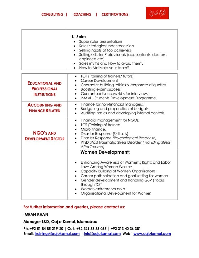 Annexure 1 List of Training Programs