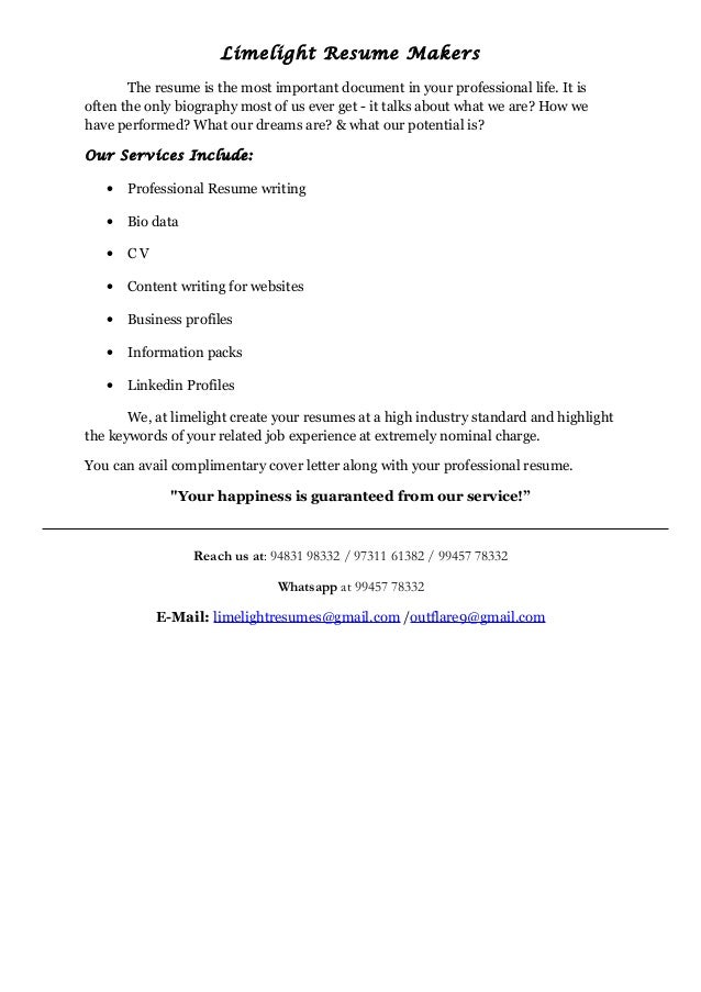 limelight resume makers
