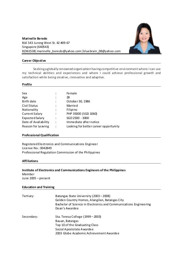 marinelle resume with salary
