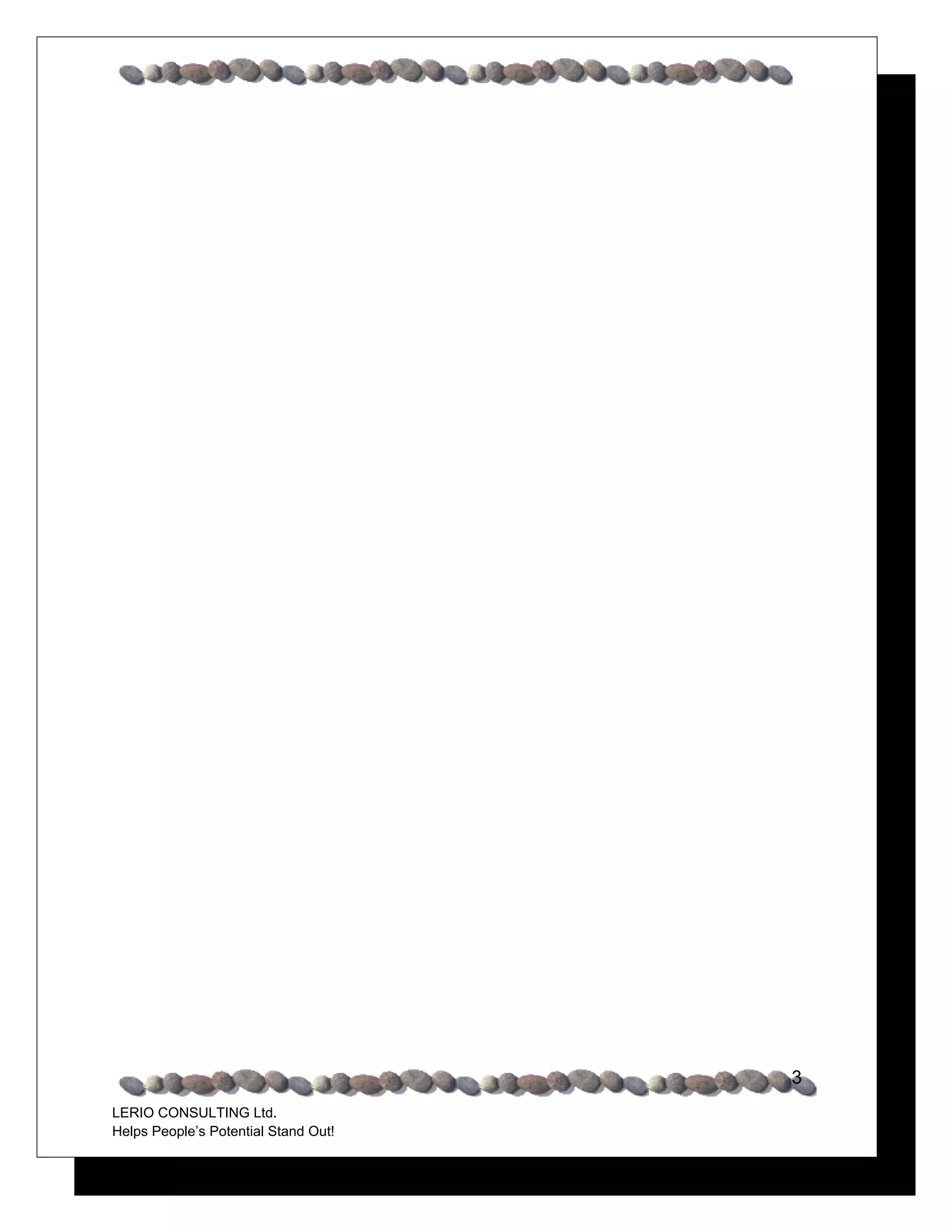 3
LERIO CONSULTING Ltd.
Helps People’s Potential Stand Out!
 