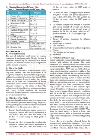Partial Replacement of Sand with Copper Slag in Cement Concrete An ...