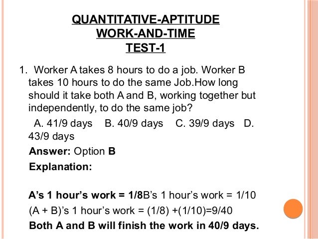 how to solve work related aptitude questions