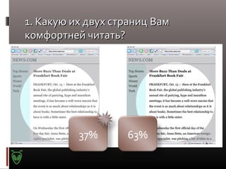 1. Какую их двух страниц Вам
комфортней читать?

37%

63%

 