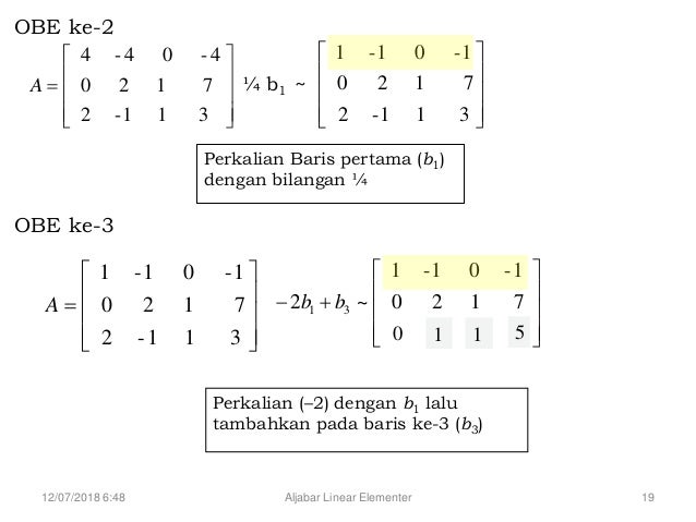 Matriks Dan Operasinya Aljabar Linear Elementer