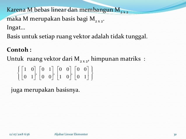 Ruang Vektor Aljabar Linear Elementer