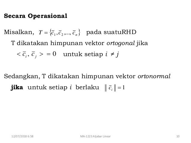Ruang Hasil Kali Dalam Aljabar Linear Elementer