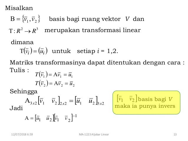 Transformasi Linear Aljabar Linear Elementer