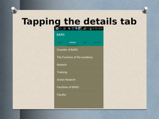 Tapping the details tab
 