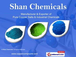 Manufacturer & Exporter of
Pure Copper Salts & Industrial Chemicals
 