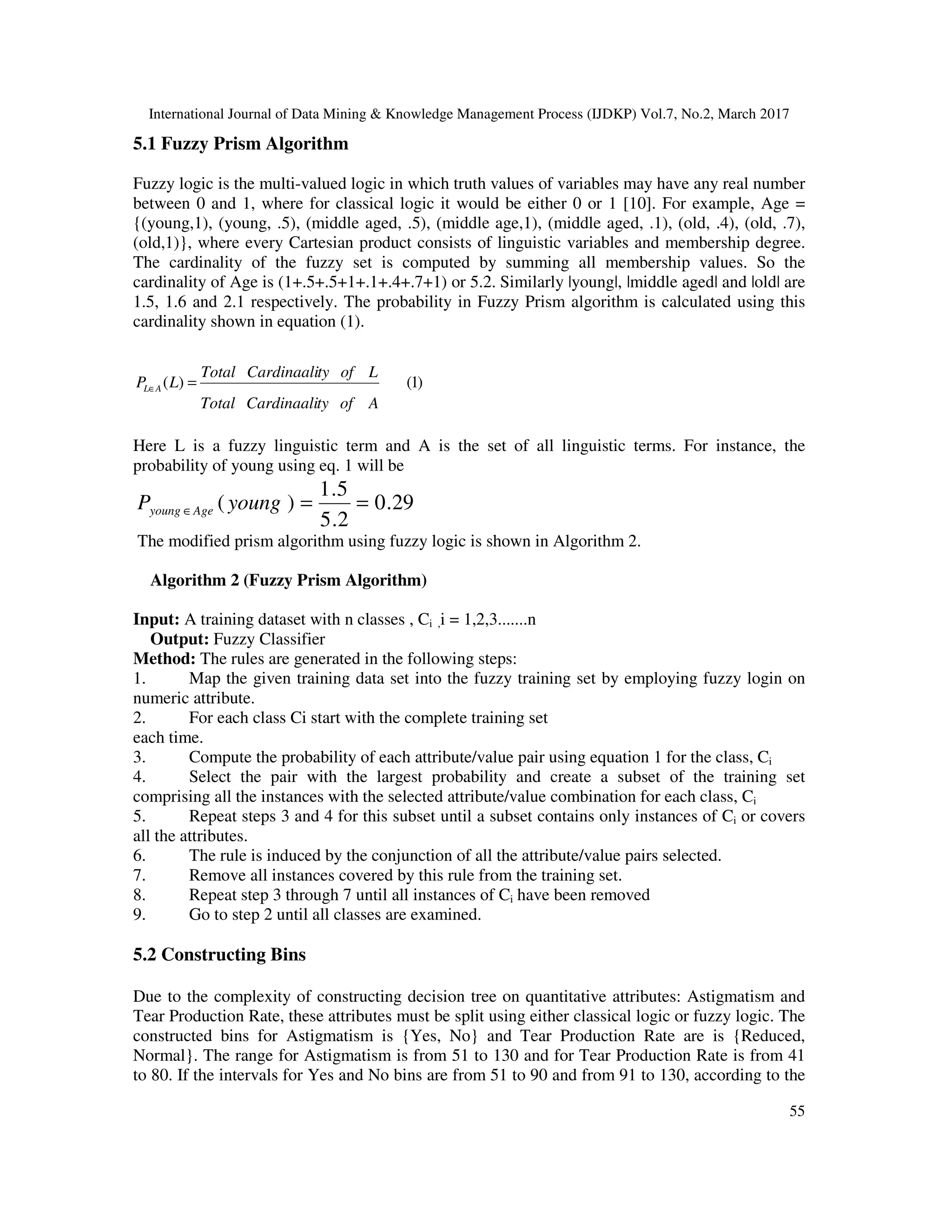 Building a Classifier Employing Prism Algorithm with Fuzzy Logic | PDF