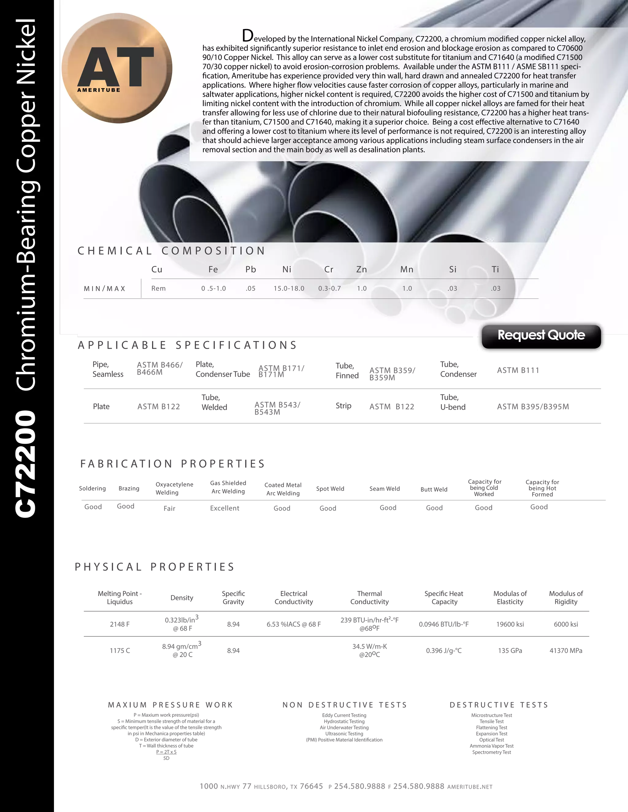 C72200 Copper Nickel Chromium | PDF