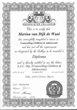 Diploma Counselling Children and Adolescents level 4