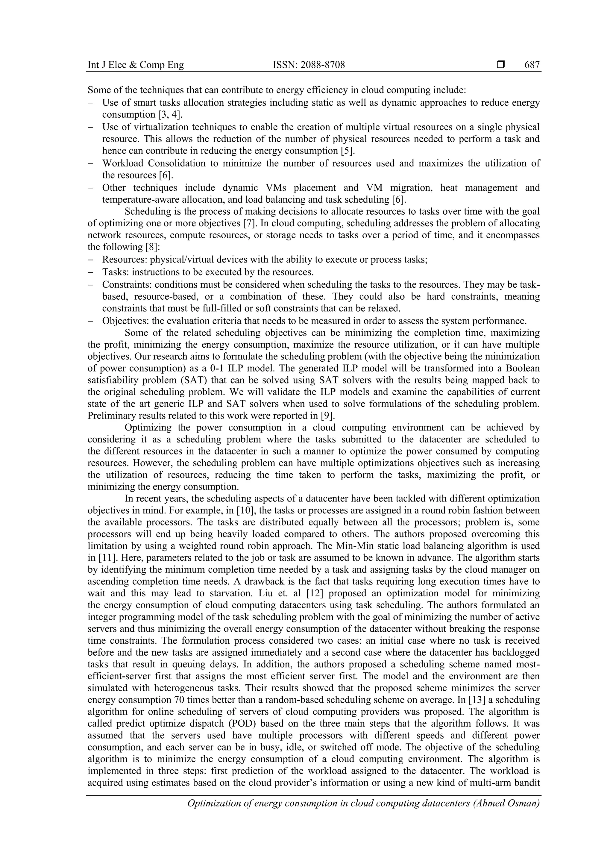Optimization of energy consumption in cloud computing datacenters | PDF