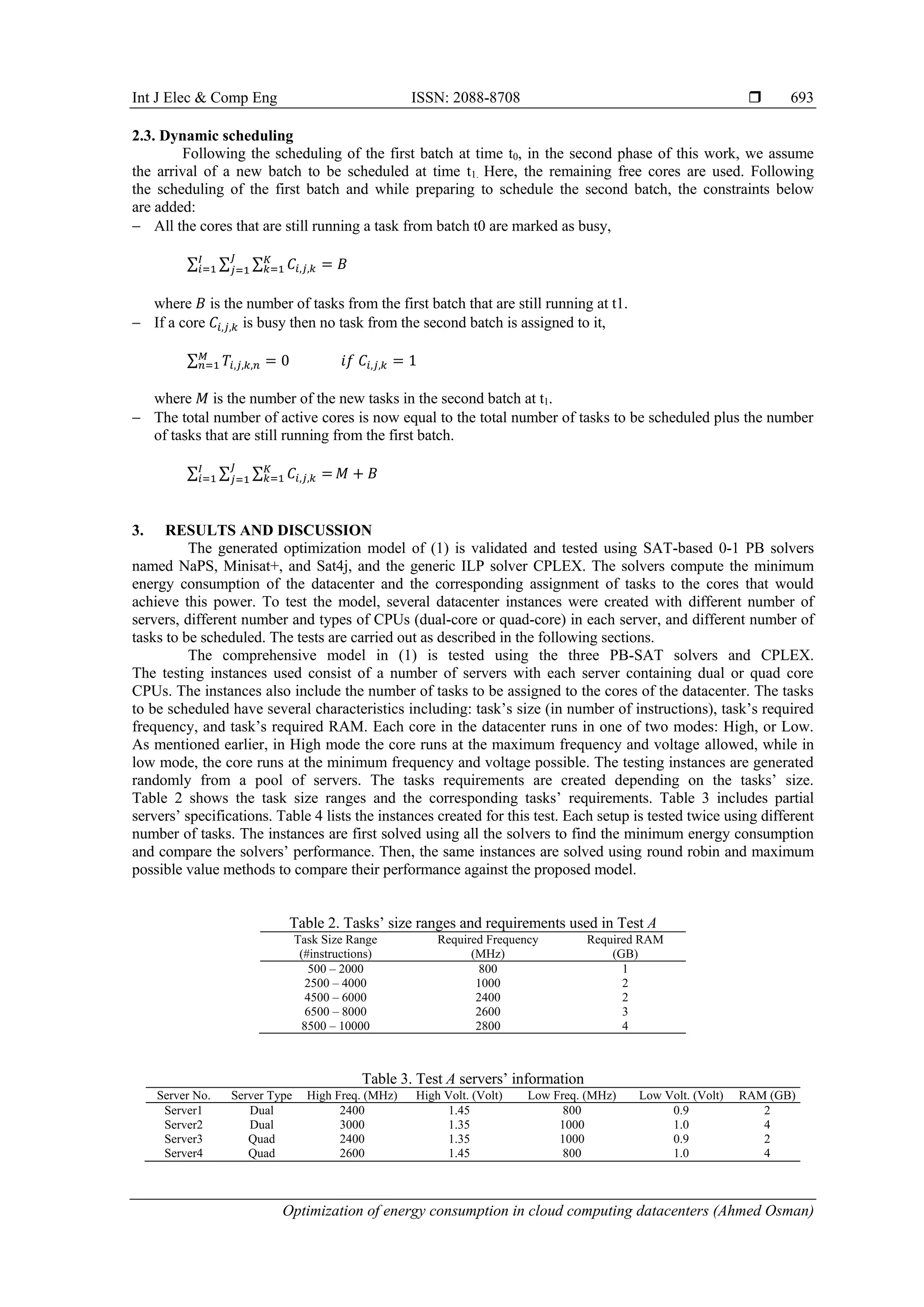 Optimization of energy consumption in cloud computing datacenters | PDF