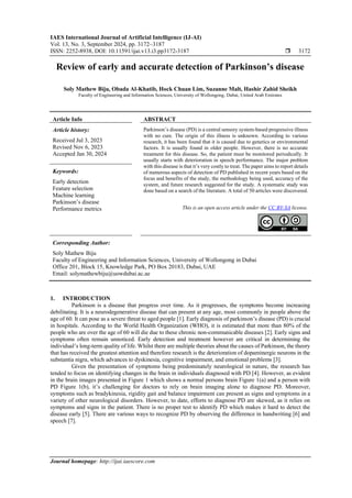 Review of early and accurate detection of Parkinson’s disease | PDF
