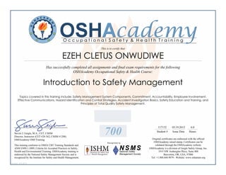 Osha certificate.
