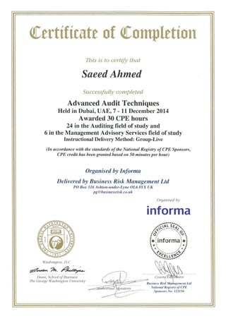 Advanced Audit Techniques - Informa Certificate