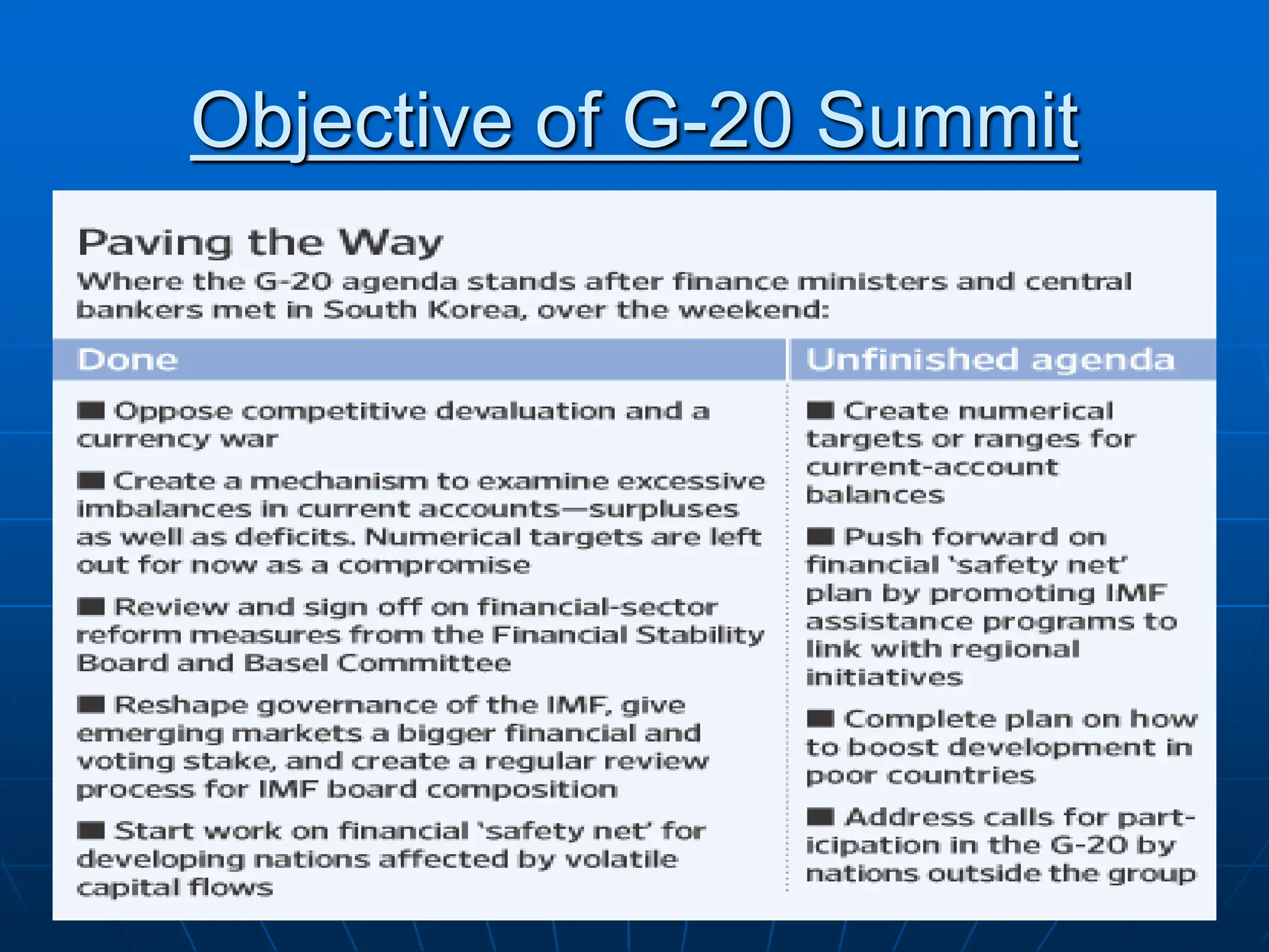 16
Objective of G-20 Summit
 