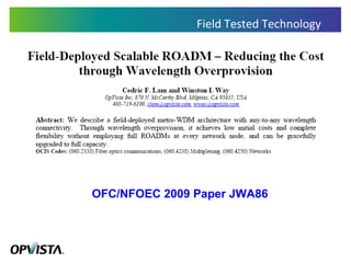 Field Tested Technology OFC/NFOEC 2009 Paper JWA86 