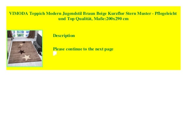 Vimoda Teppich Modern Jugendstil Braun Beige Kurzflor Stern Muster