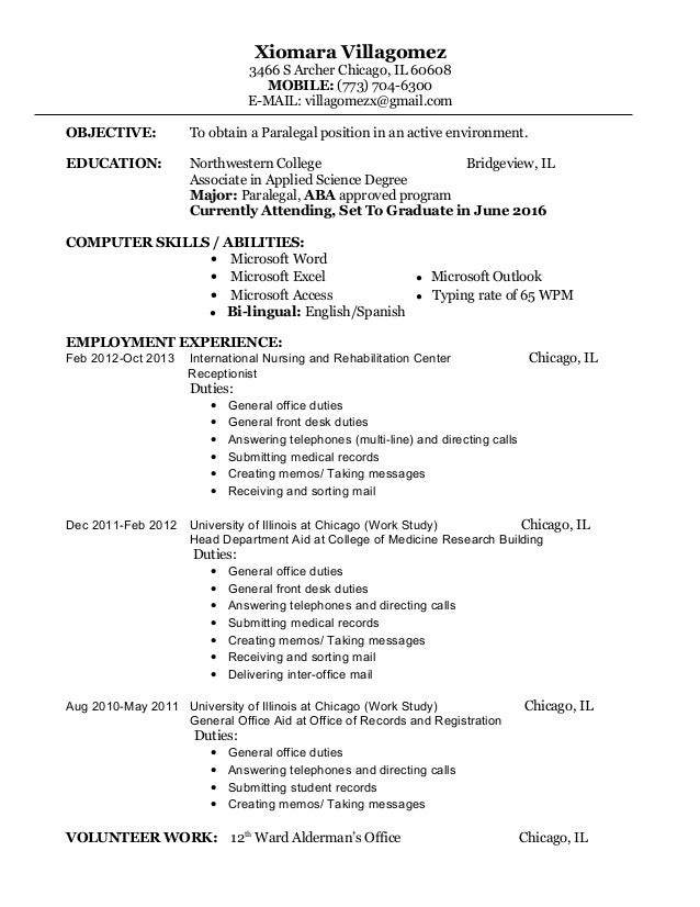 paralegal resume
