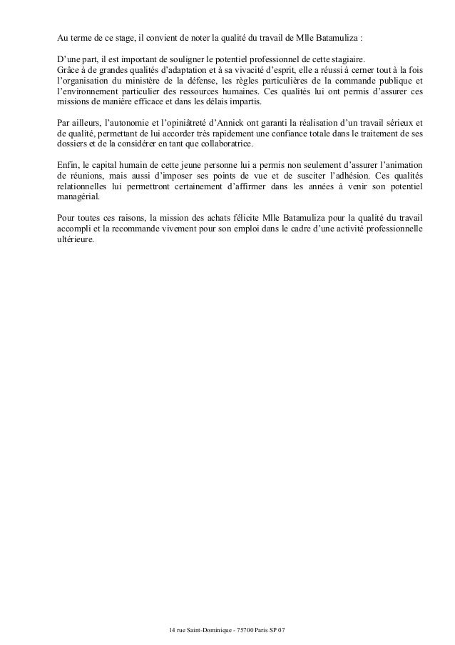 Lettre Recommandation Mindef