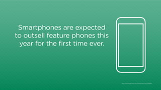 Smartphones are expected 
to outsell feature phones this 
year for the first time ever. 
http://www.gartner.com/newsroom/i...