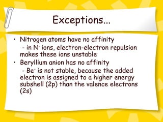 Electron affinity chemistry engineering ppt | PDF
