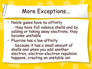 Electron affinity chemistry engineering ppt | PDF