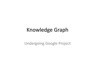 Knowledge Graph
Undergoing Google Project
 