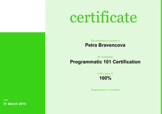 Certificate Programmatic