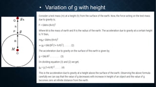 • Variation of g with height
 