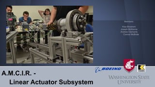 A.M.C.I.R. -
Linear Actuator Subsystem
Members:
Kisa Brostrom
Joseph McKenna
Andrew Clements
Connor McBride
 
