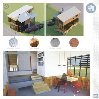 06
VIEW OF THE LIVING SPACE
Aluminum Roofing Cedar Planking Site-Cast Concrete Brick
 