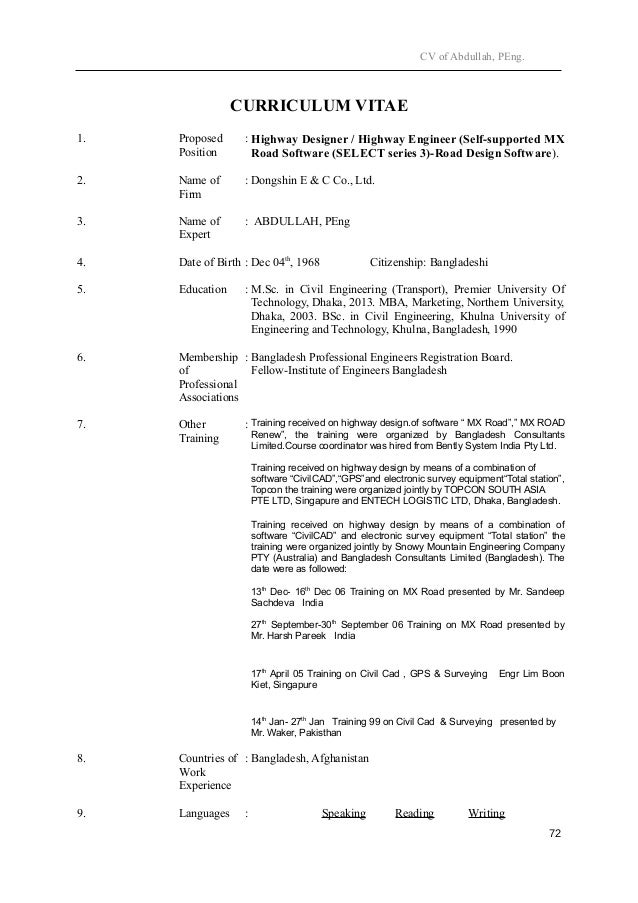cv _abdullah_highway design engineer highway engineer resume